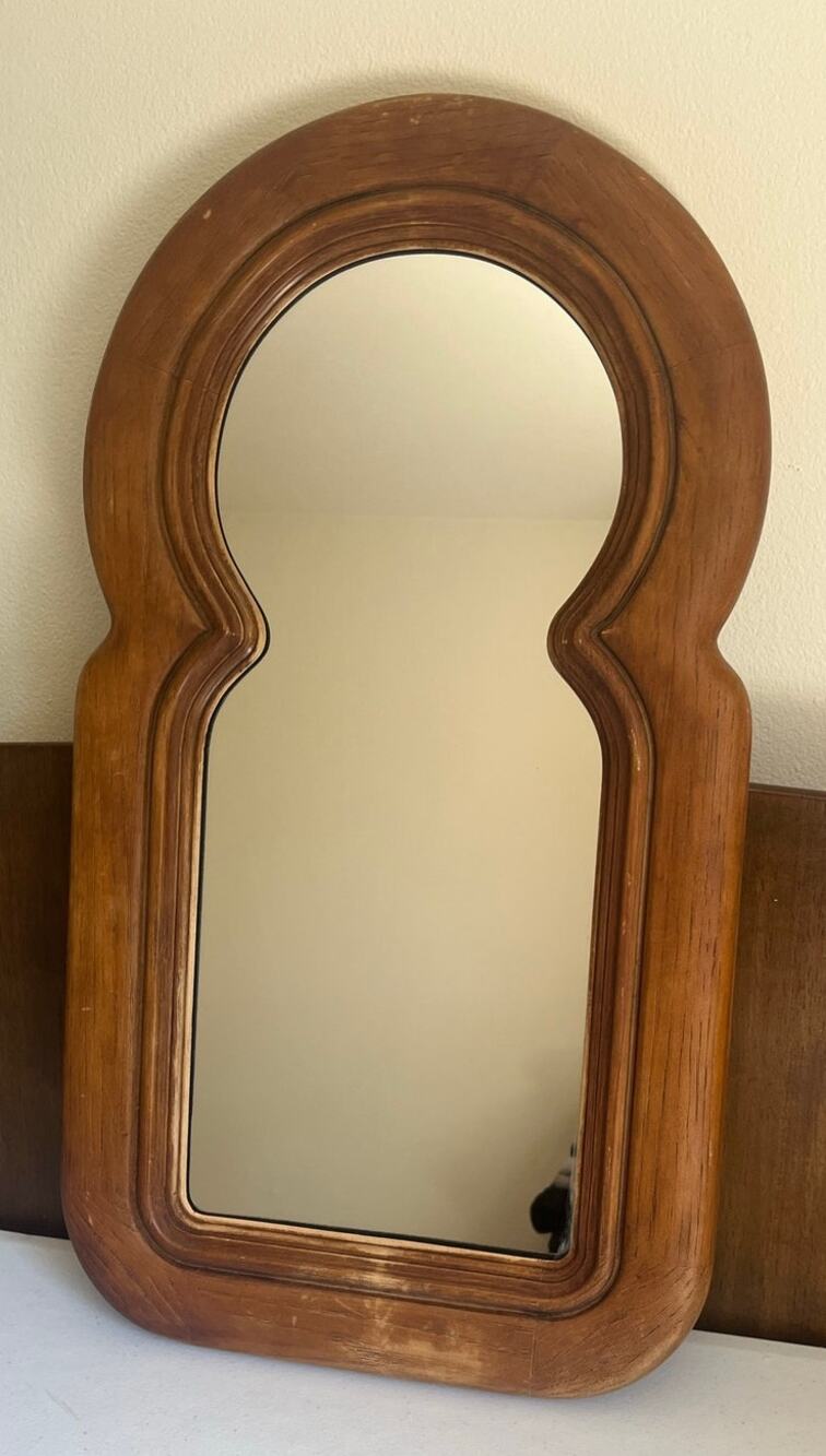Vintage Wooden Moroccan Arch Wall Mirror Boho Rustic Accent Mirror 23.5" x 13"